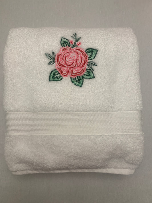 Embroidered Floral Bath Towel