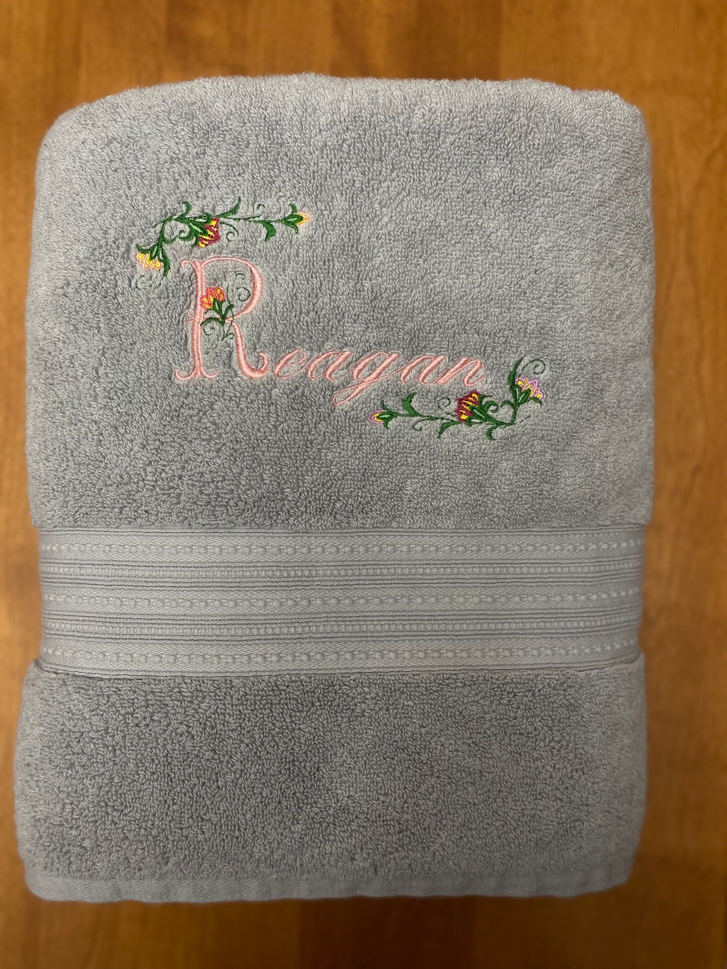 Personalized Name Towel with Floral Border