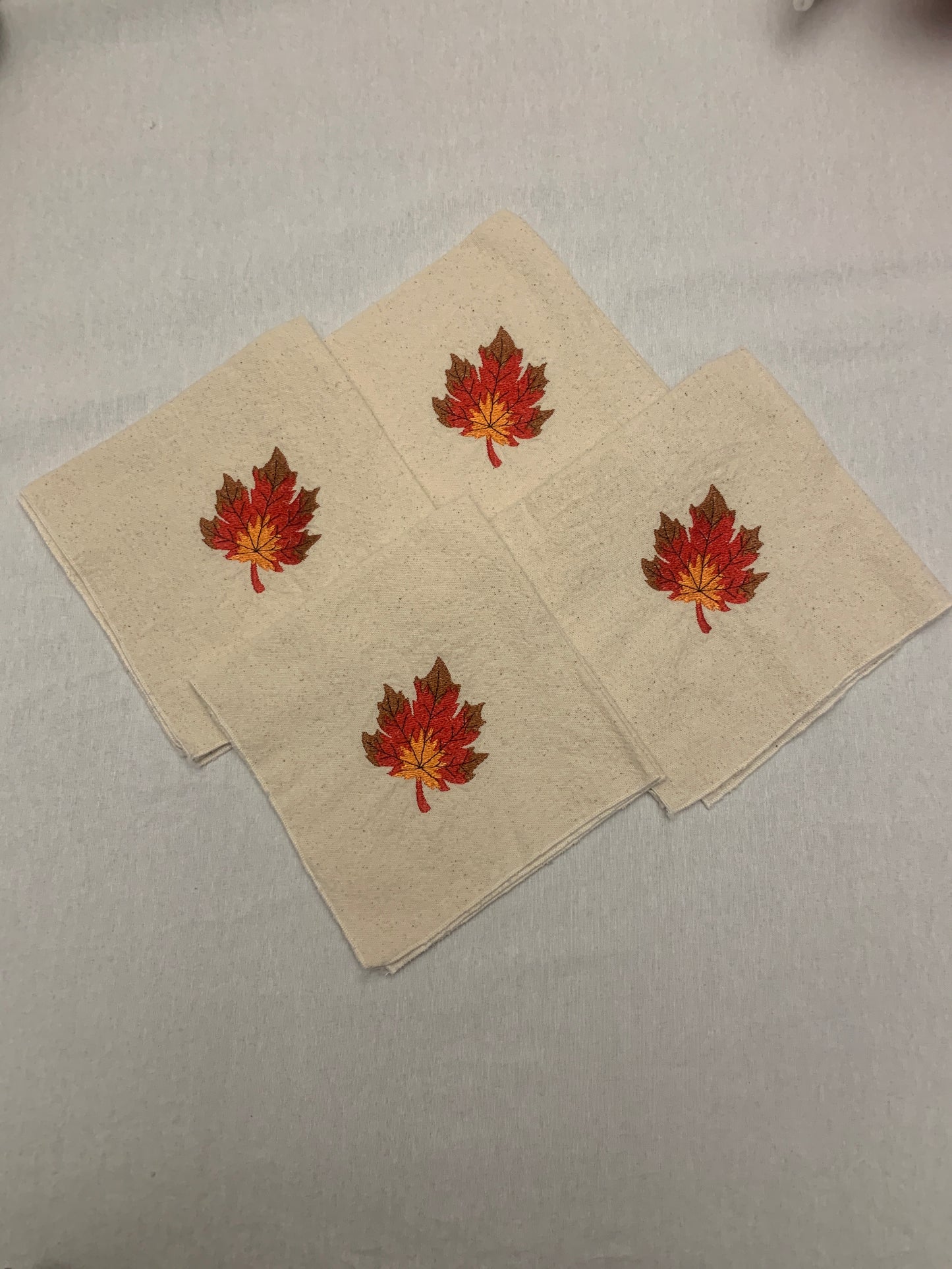 Embroidered Leaf Napkins