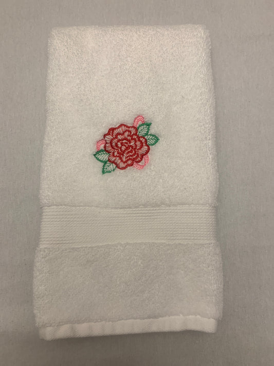 Embroidered Floral Hand Towel