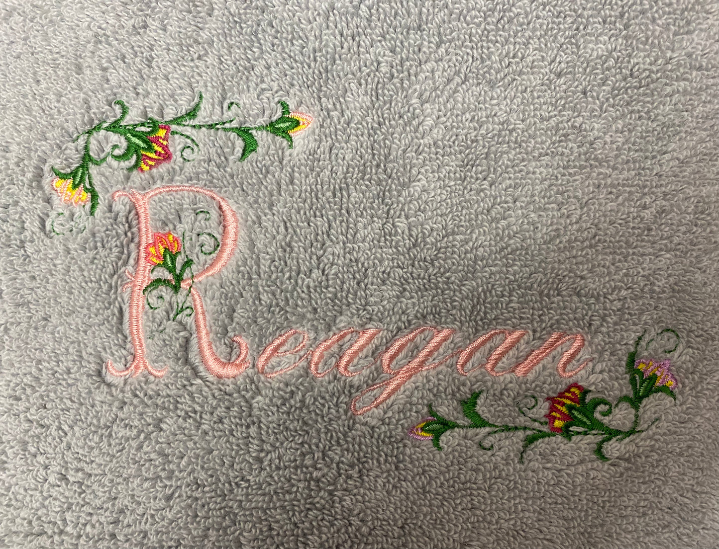 Personalized Name Towel with Floral Border