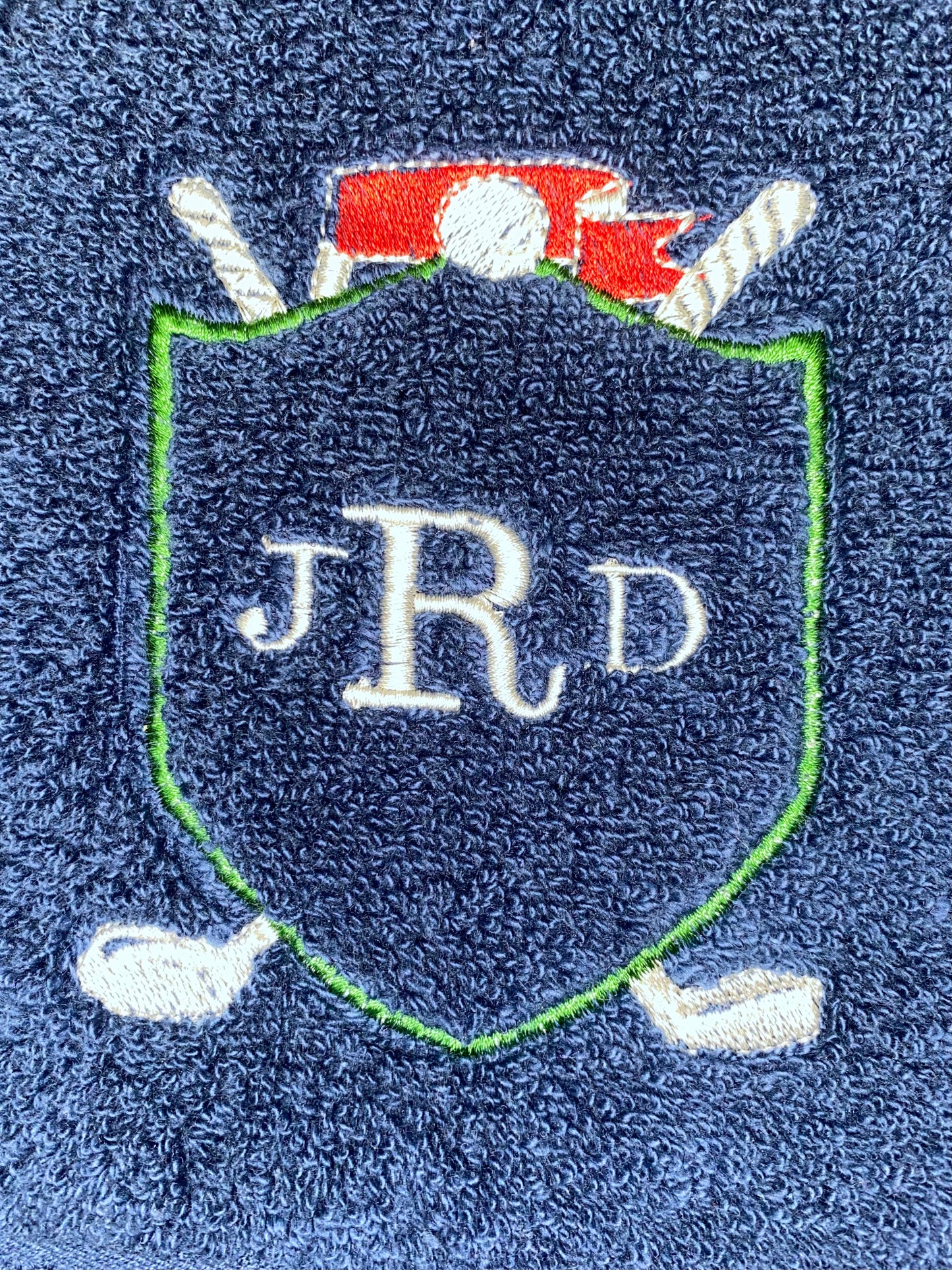 Monogrammed Bath Towel with Golf Emblem