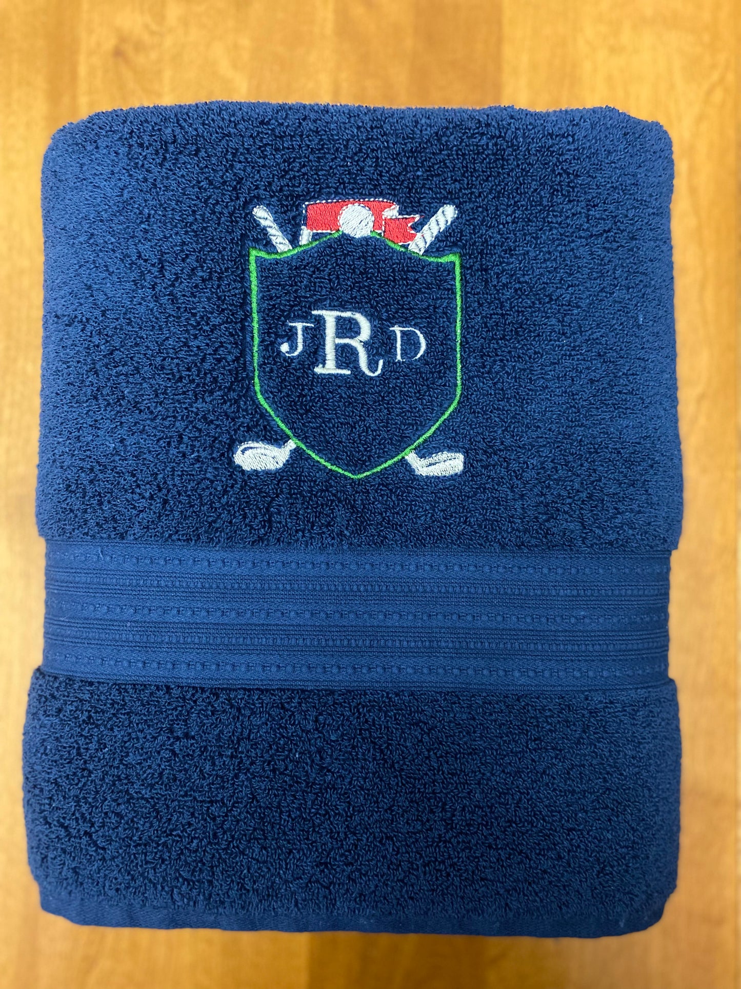 Monogrammed Bath Towel with Golf Emblem